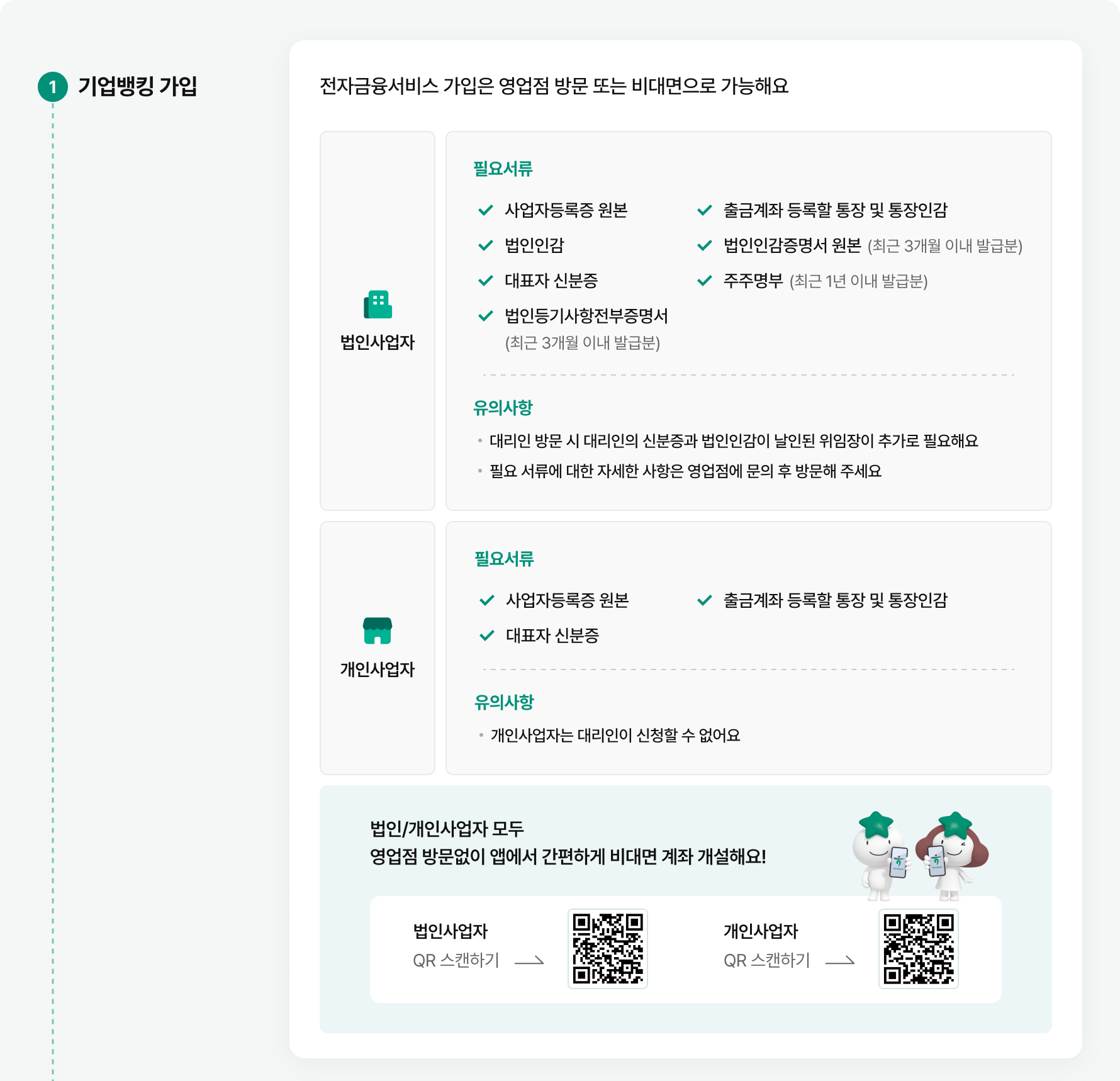 1. 기업뱅킹 가입 (상세 내용은 바로 아래 텍스트를 참조하세요)